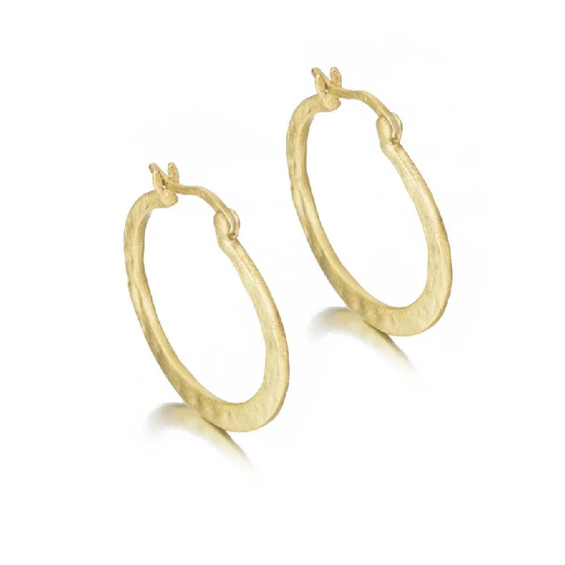 18K Yellow Gold Vermeil Hammered Hoop Earrings