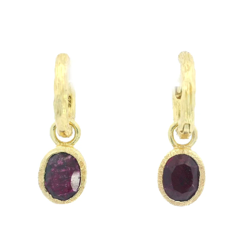 18K Yellow Gold Vermeil Ruby Dangle Earrings