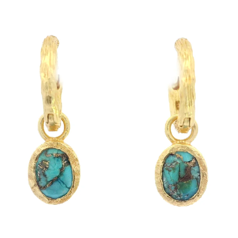 18K Yellow Gold Vermeil Turquoise Dangle Earrings