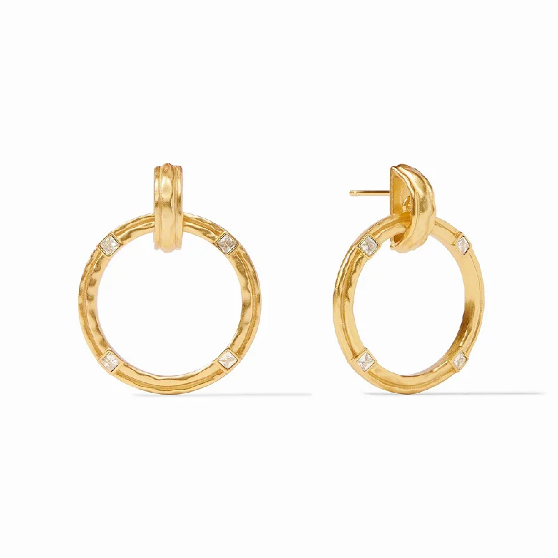 24K Yellow Gold Overlay 'Astor' Doorknocker Earrings