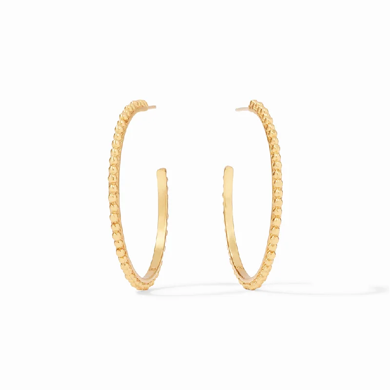 24K Yellow Gold Overlay 'Colette' Large Bead Hoop Earrings