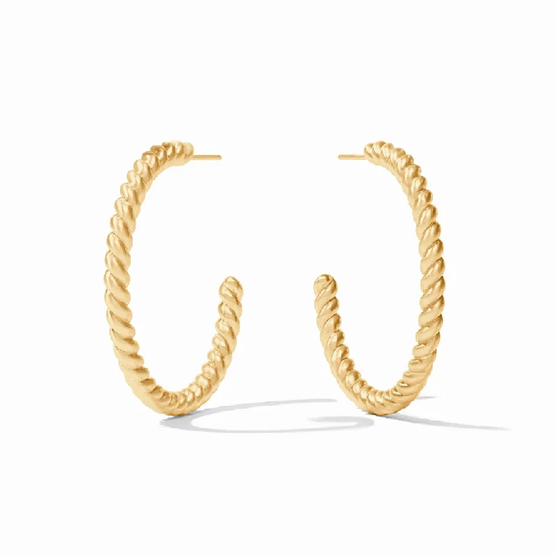 24K Yellow Gold Overlay 'Nassau' Large Twisted Hoops