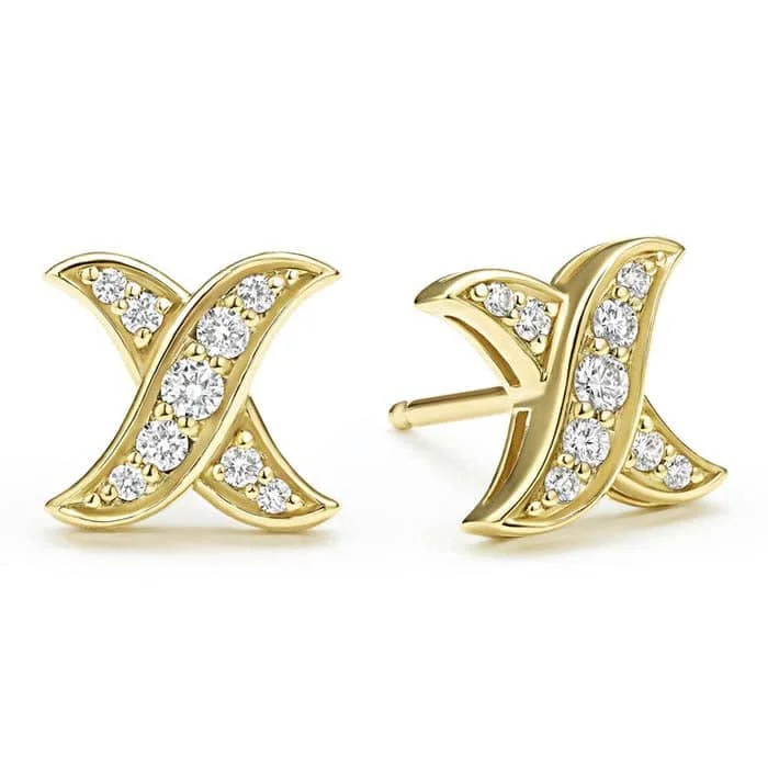 LAGOS Diamond X Stud Earrings in 18K Yellow Gold