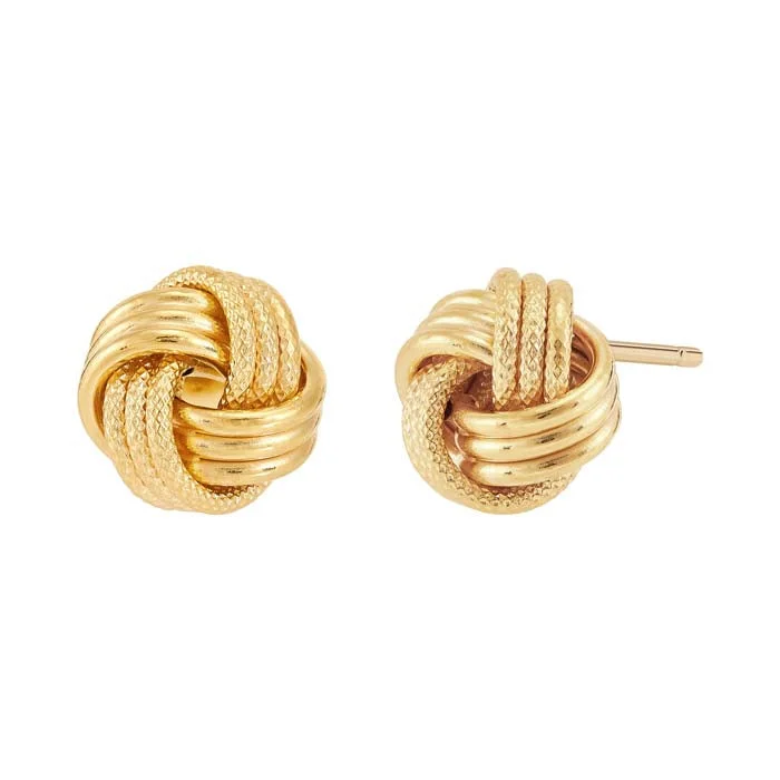 Mountz Collection Swirl Love Knot Stud Earrings in 14K Yellow Gold