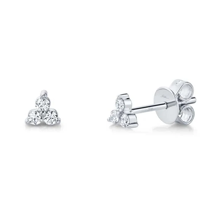 Shy Creation Diamond Stud Earrings in 14K White Gold