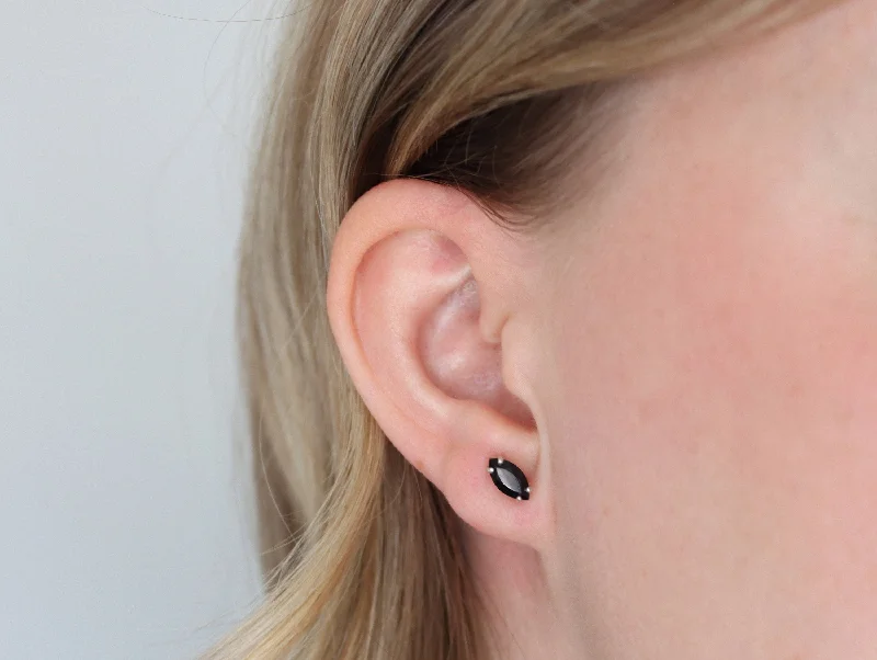 Black Spinel Stud Earrings