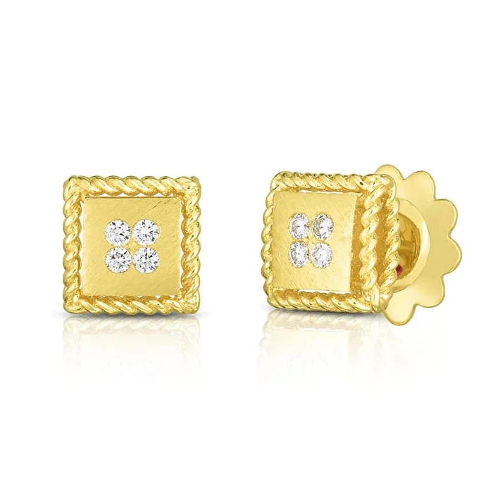 Roberto Coin Palazzo Ducale Diamond Stud Earrings in 18K Yellow Gold