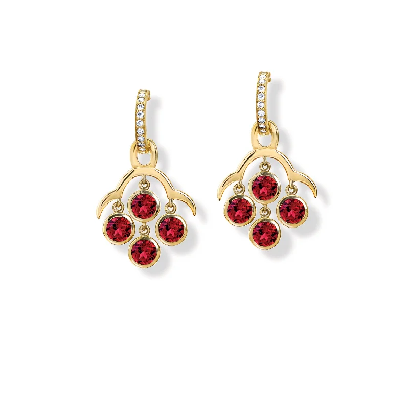 Acai Earring Drops Yellow Gold - Garnet