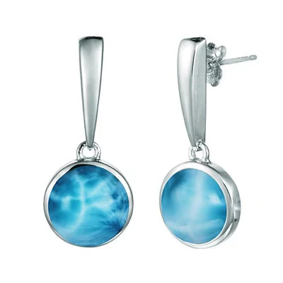 Alamea Larimar Round Earrings in Sterling Silver