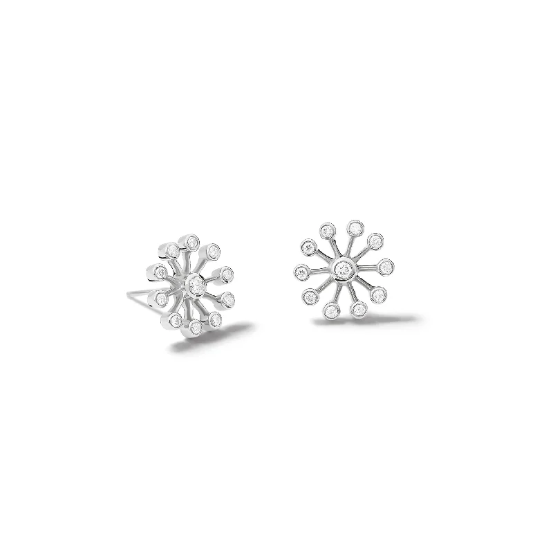 Astrantia Extra Small Earrings 18ct White Gold - Diamond