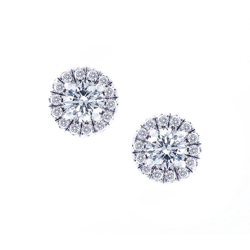 Aura Collection Diamond Halo Earrings, 1.30 Total Carat