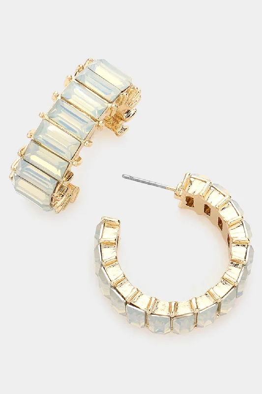 Baguette AB Stone Cluster Hoop Evening Earrings