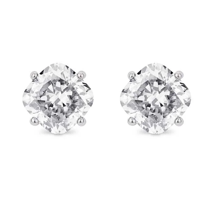 Lightbox 2.0CTW LabGrown Cushion Diamond 4-Prong Stud Earrings in 14K White Gold