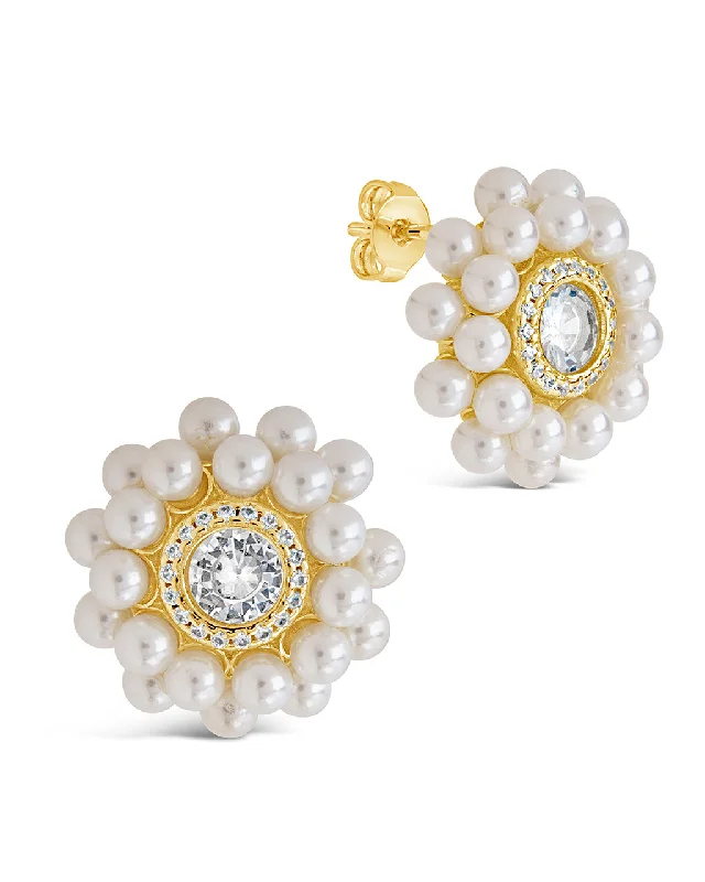 Betty CZ & Pearl Stud Earrings