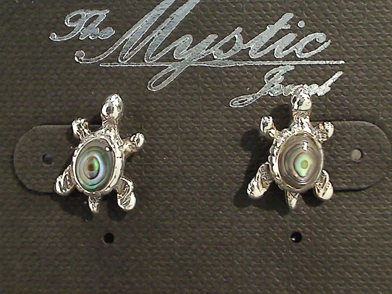 Abalone, Sterling Silver Sea Turtle Stud Earrings