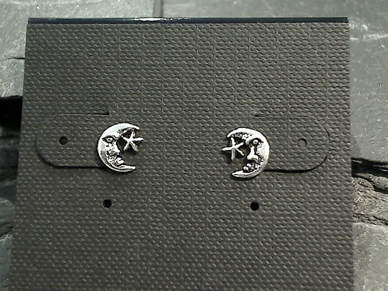 Sterling Silver Moon And Star Stud Earrings