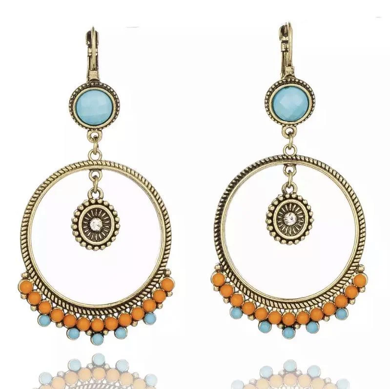 Vintage Boho Dangle Hoop Earrings