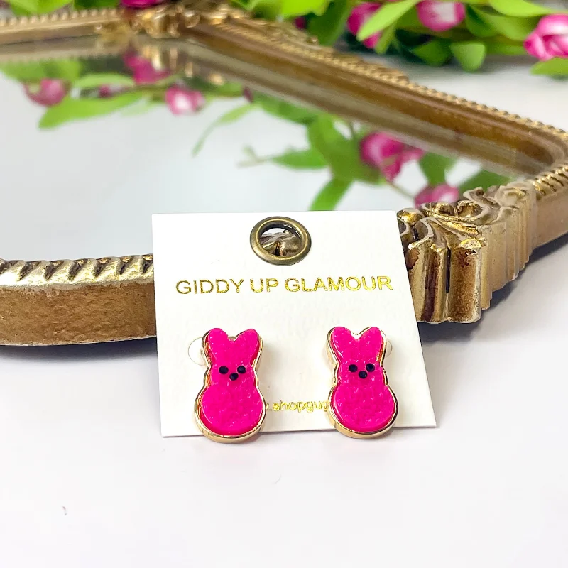 Bunny Stud Earrings in Hot Pink