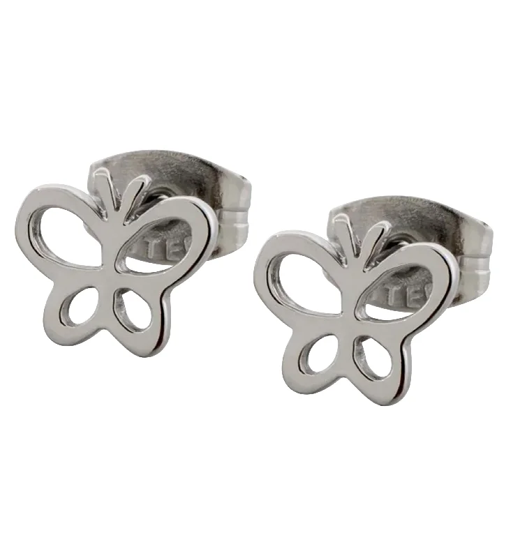 Butterfly Trace Stainless Steel Stud Earrings