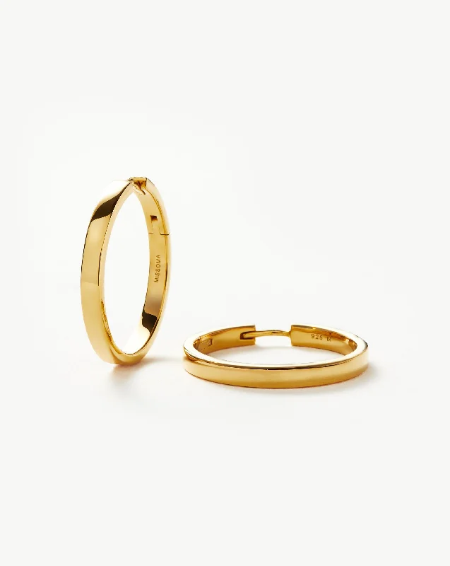 Classic Flat Medium Hoop Earrings | 18ct Gold Vermeil