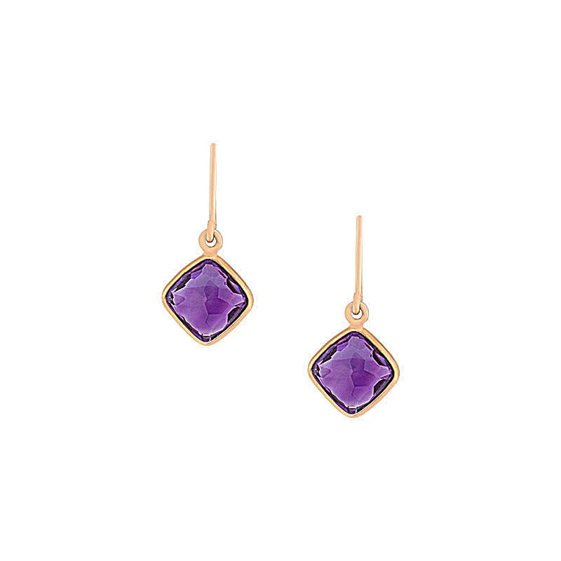 Como Collection 8mm Cushion Amethyst Earrings