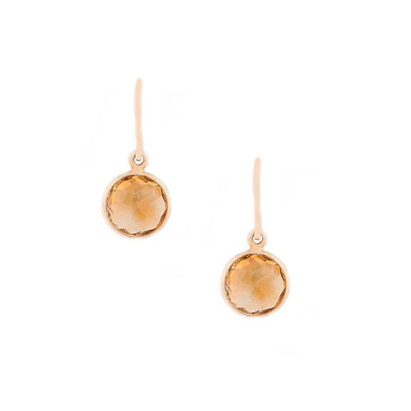 Como Collection 8mm Round Citrine Earrings