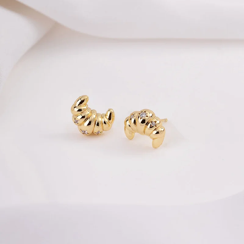 Croissant Gold Stud Earrings