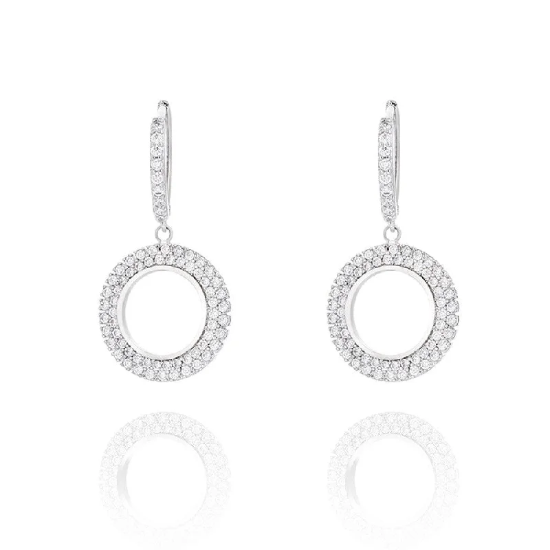 White Gold Cubic Zirconia Dangle Earrings for Women