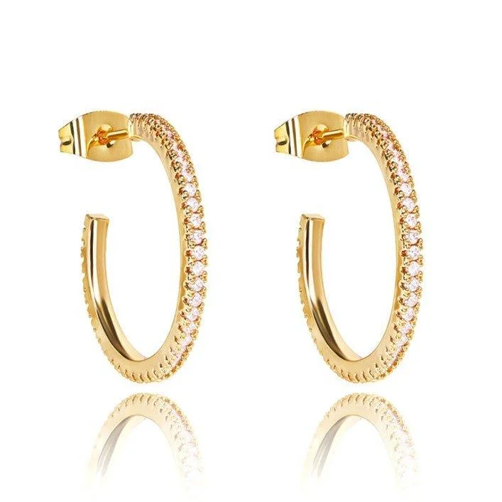 Gold Cubic Zirconia Hoop Earrings