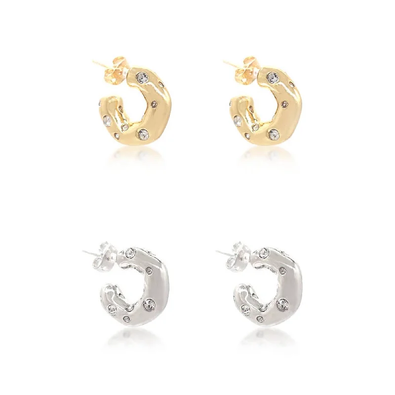 Cz Cluster Hoop Earrings