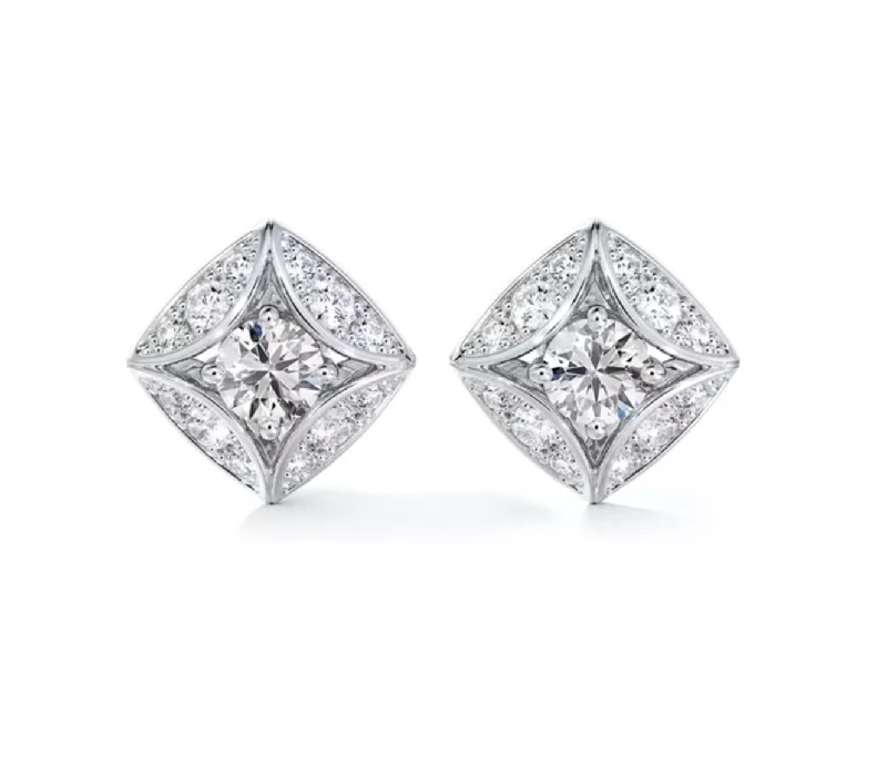 De Beers Forevermark Icon Pave Diamond Studs (0.839ctw)