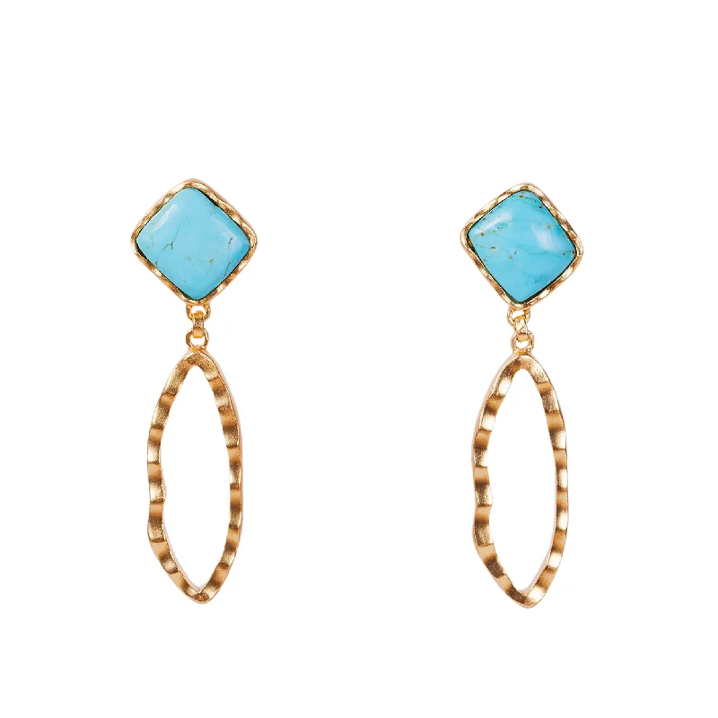 Deco Ovate Earring - Turquoise