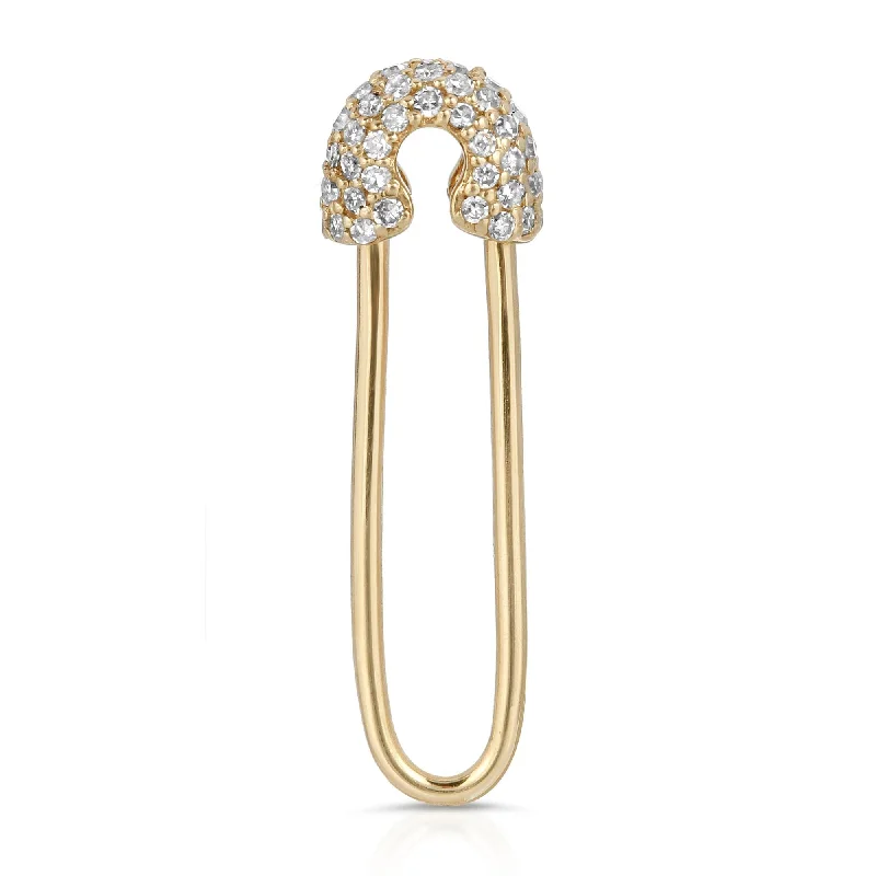 Diamond And 14K Gold Safety Pin Earring