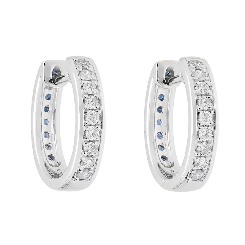 Diamond and Sapphire Reversible Hoop Earrings in 10kt White Gold (1/4ct tw)