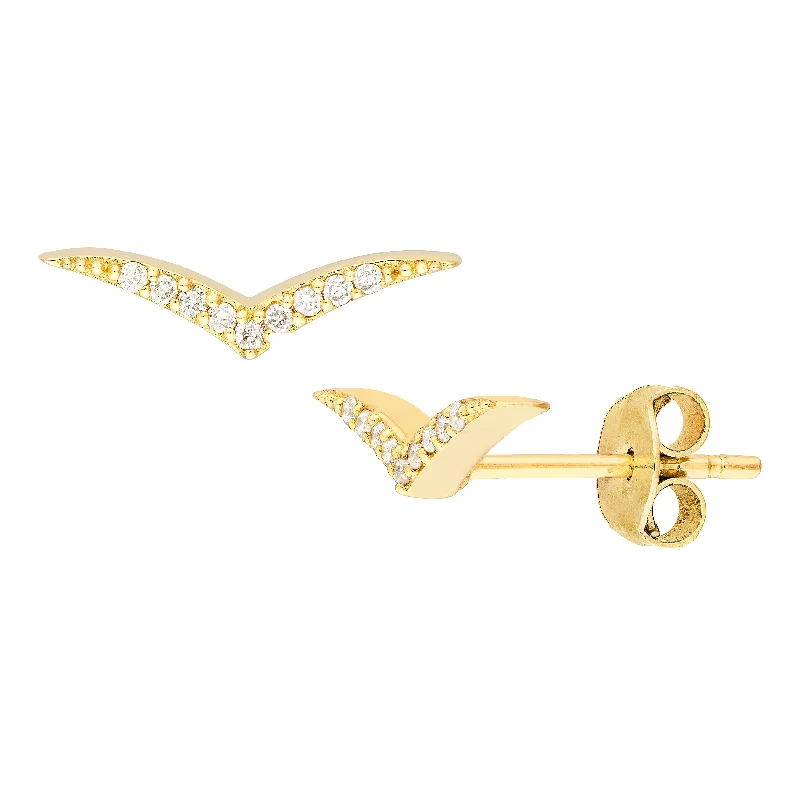 Diamond Wing Micro Stud Earrings