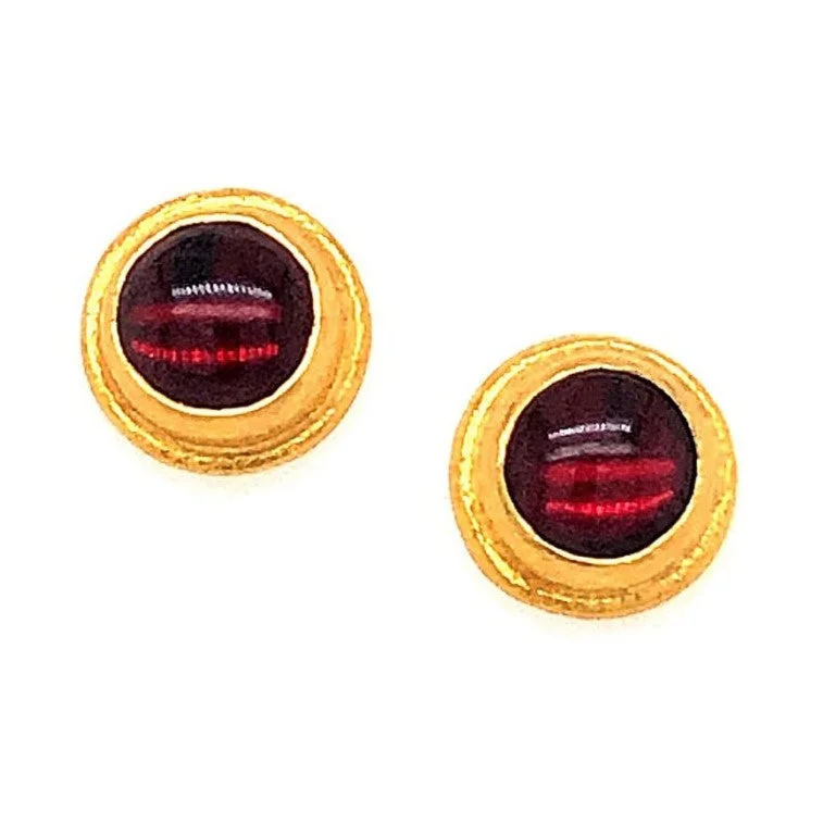 24K Garnet Stud Earrings