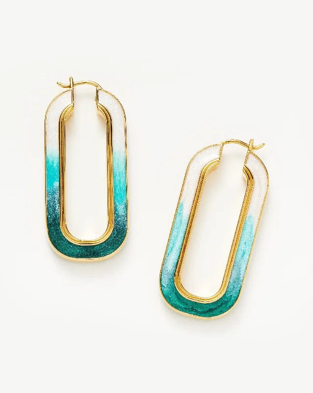 Enamel Haze Ombré Large Ovate Hoop Earrings