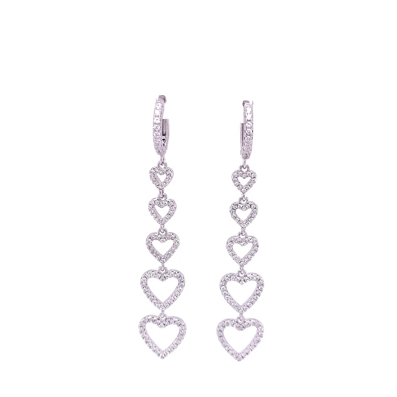 Falling open Heart CZ Earrings