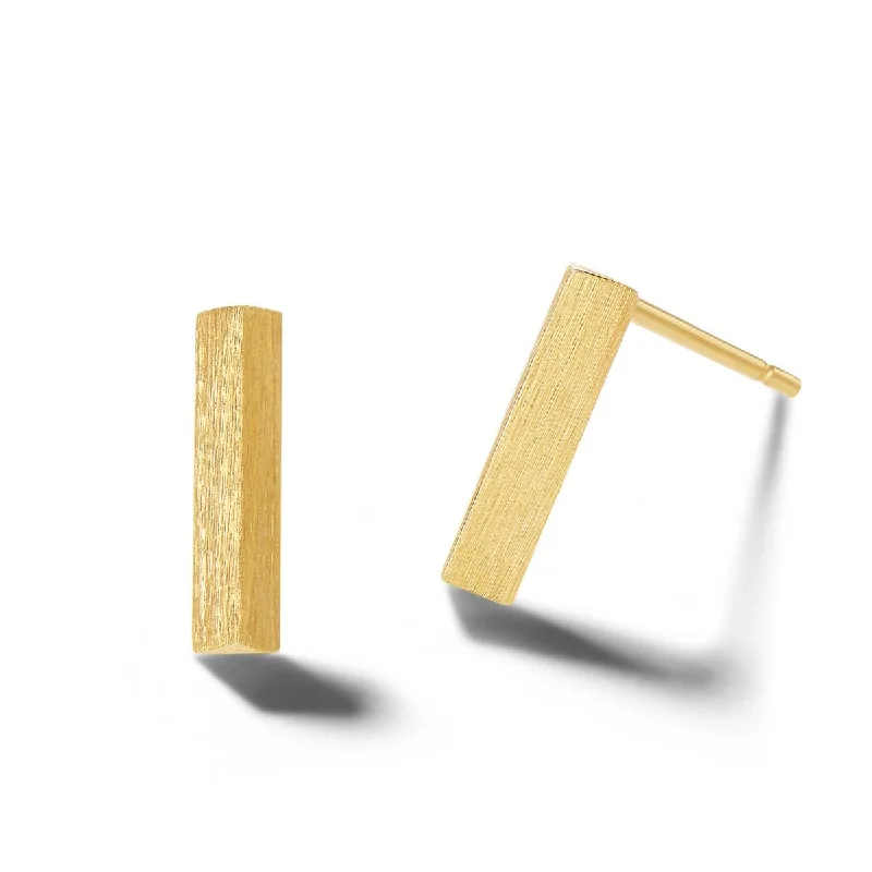 FANCIME Brushed Bar 14K Yellow Gold Stud Earrings