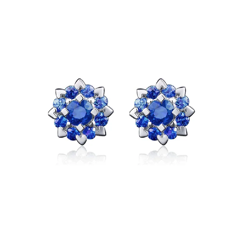 FANCIME Cluster Flower 14k White Gold Stud Earrings