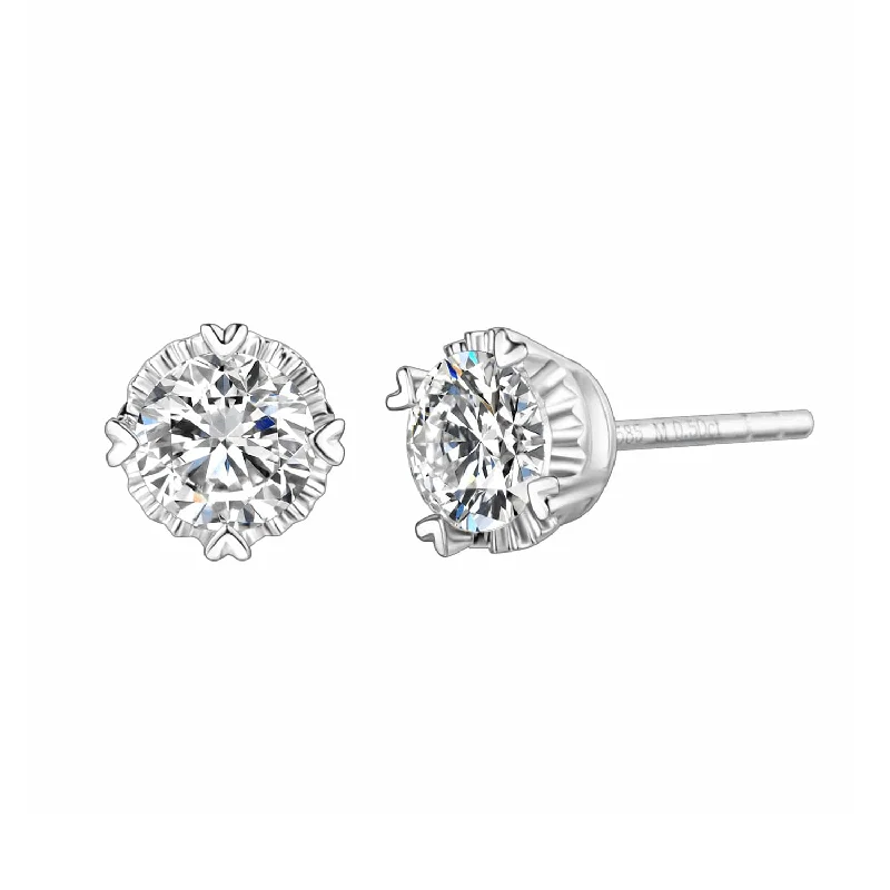 FANCIME Moissanite Heart Bezel 14K White Gold Stud Earrings