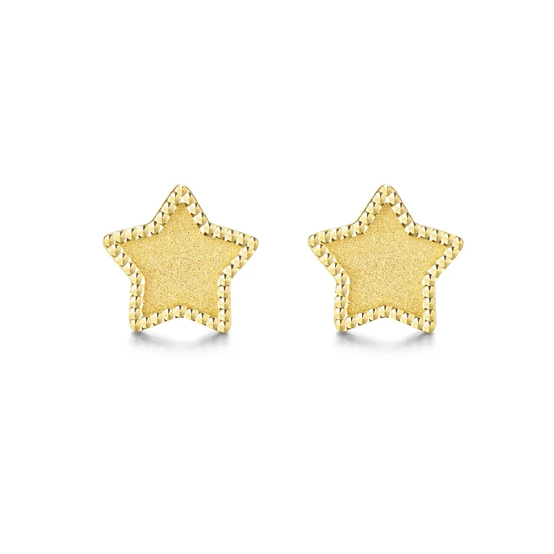 FANCIME Star 14K Yellow Gold Stud Earrings