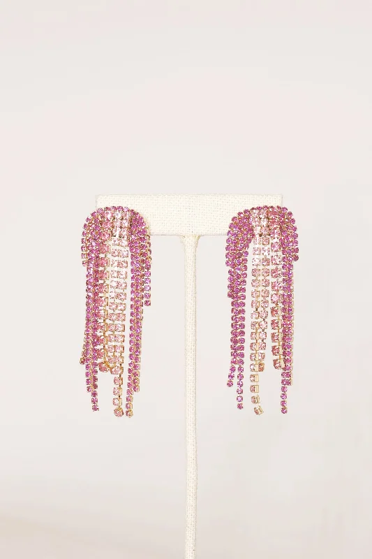 Tiffany Fringe Earrings - Pink