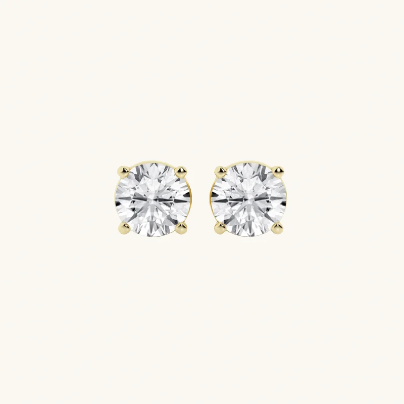 Gold Men's Classic Diamond Stud Earrings