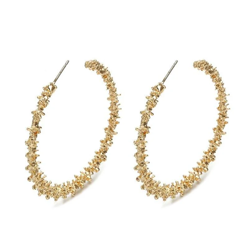 Gold Nugget Hoop Earrings