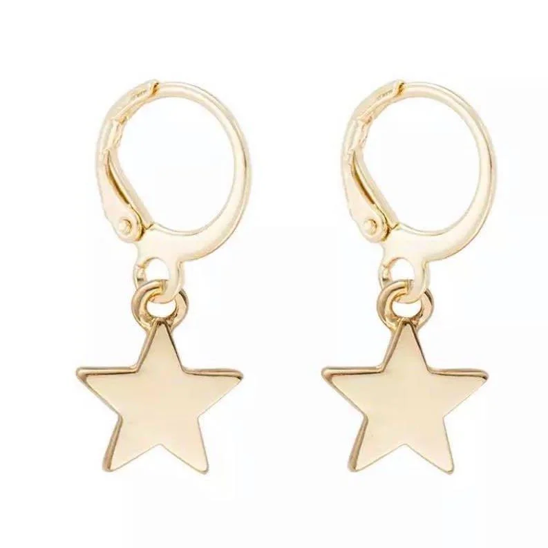 Gold Star Dangle Earrings for Women