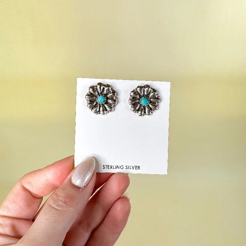 Hada Collection | Handmade Sterling Silver Kingman Turquoise Stud Earrings