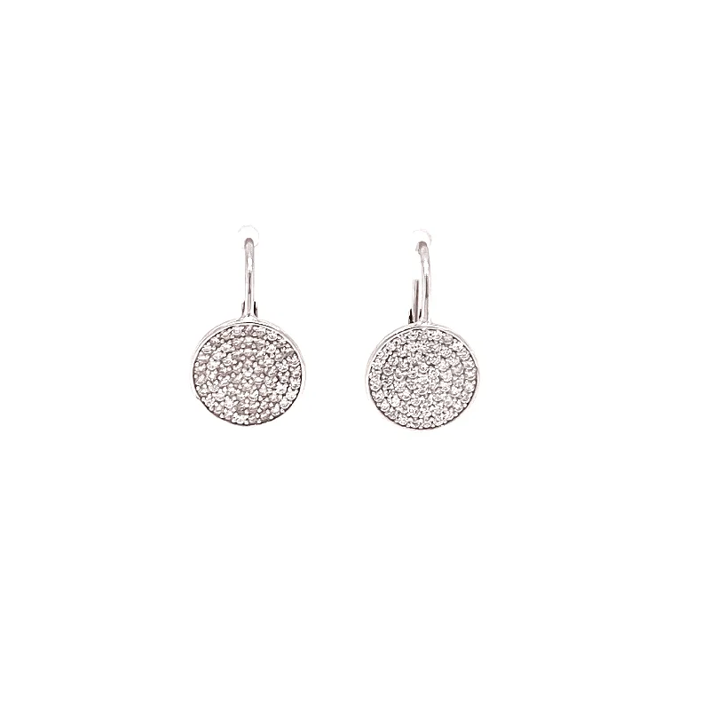 Hanging Earrings With Pave Circle Design