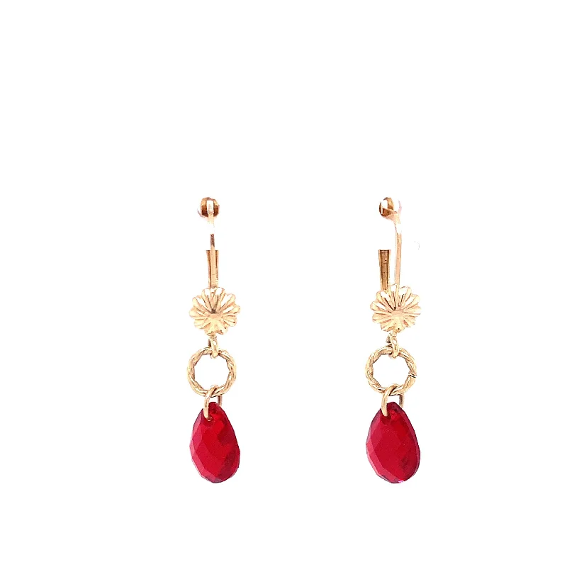 Hanging Gold Ruby Earrings