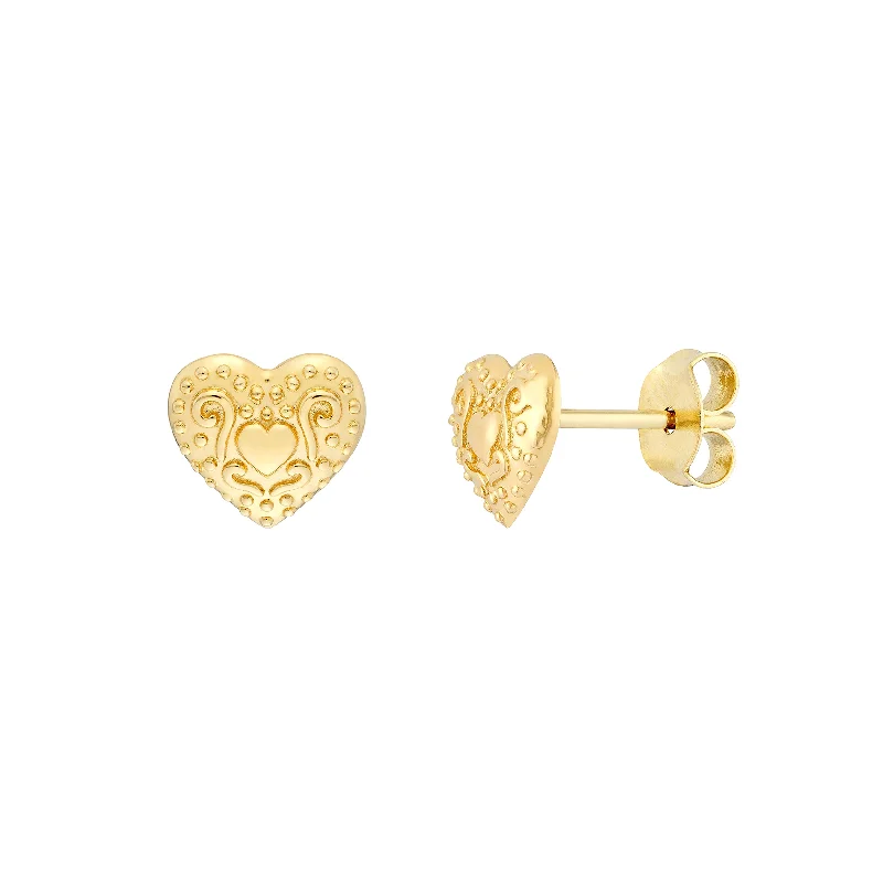 Heart Pattern Stud Earrings